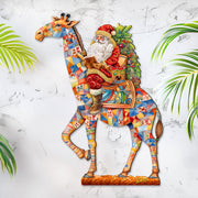 Santa's Giraffe Adventure Holiday Door Decor by G. Debrekht - Santa Snowman Decor - 8652803H