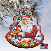 Gingerbread Tree Glass Ornament by G. DeBrekht - Christmas Santa Snowman Decor - 762-015