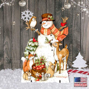 Ivory Snowman Christmas Outdoor Yard Sign by Susan Winget - Christmas Santa Snowman Decor - 8471107F-SW