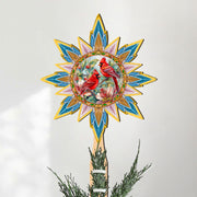 Christmas Cardinals Star Tree Topper Wooden Decor