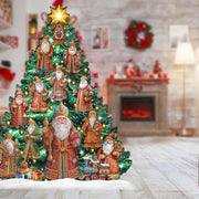 Santa-Themed Christmas Tree Outdoor Indoor Decor Wooden Christmas Decoration by G. Debrekht Christmas Decor - 8191517F