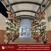 9'x14" Pre-Decorated Garland with Warm White Lights Red/Gold/Burgundy