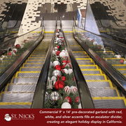 9'x14" Pre-Decorated Garland with Warm White Lights Red/White/Silver