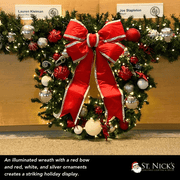 Pre-Decorated Christmas Wreath with Warm White Lights Red/White/Silver
