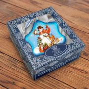 Night Forest Snowman Glass Ornament