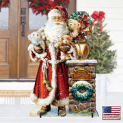 Silent Night Santa Christmas Outdoor Yard Sign by D. Gelsinger - Christmas Santa Snowman Decor - 8461013F-1315