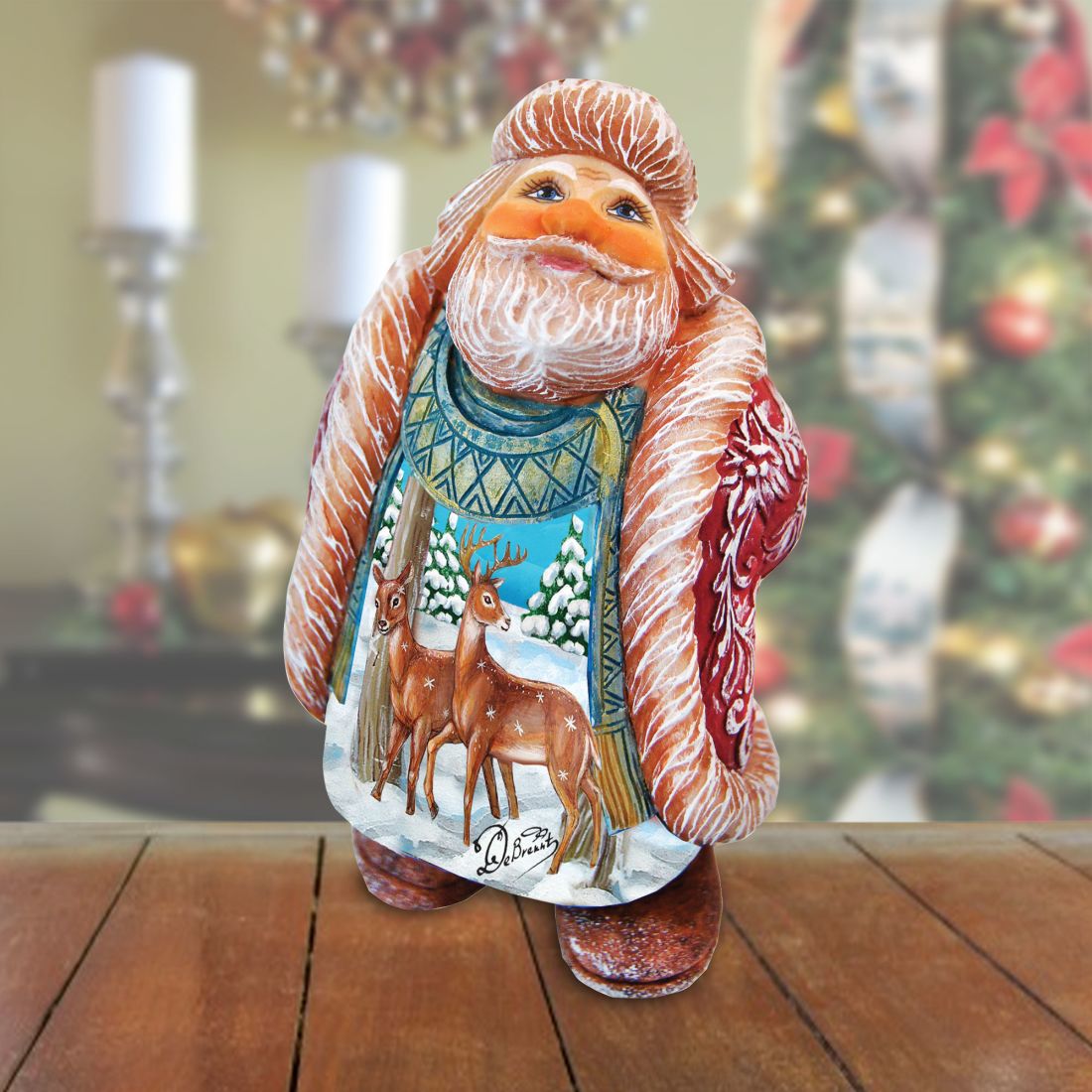 Darling Deers Santa Handcrafted Christmas Figurine - G. DeBrekht - Christmas Santa Snowman Décor - 5165155