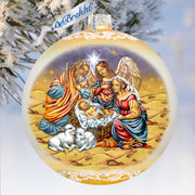 Regal Nativity Lg Glass Ornament in Gold by G.Debrekht - Christmas Decor - 73928G