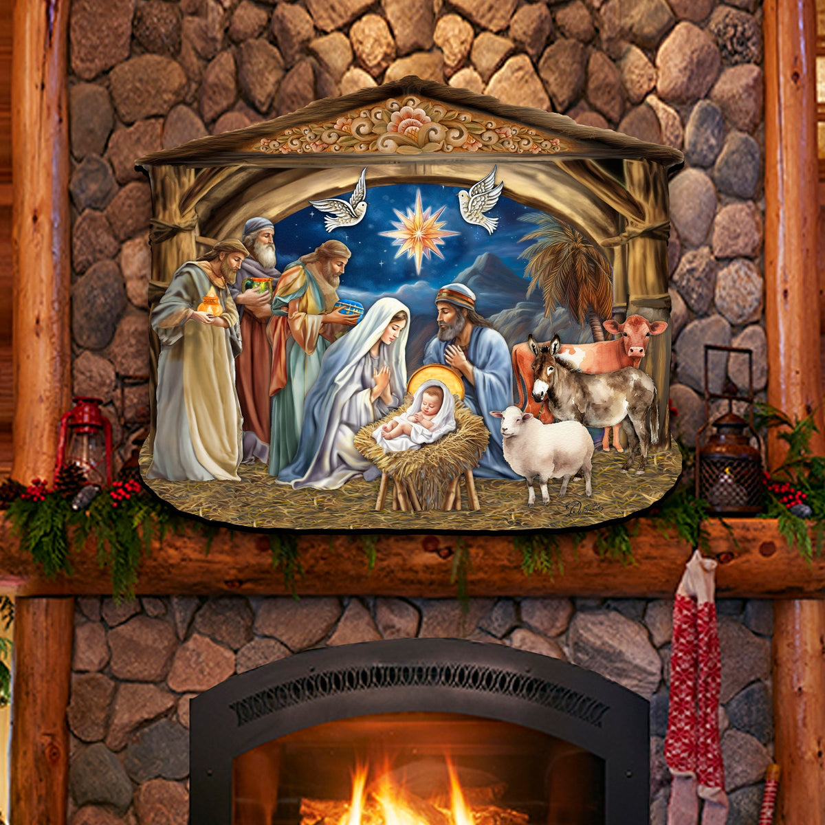 The Birth of Jesus Nativity Scene Holiday Door Decor by G. Debrekht - Nativity Holiday Decor - 8652761H
