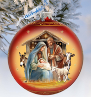 Born Under Bright Star Nativity Large Glass Ornament