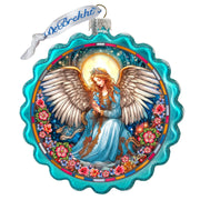 Angel of Healing Wreath Glass Ornament
