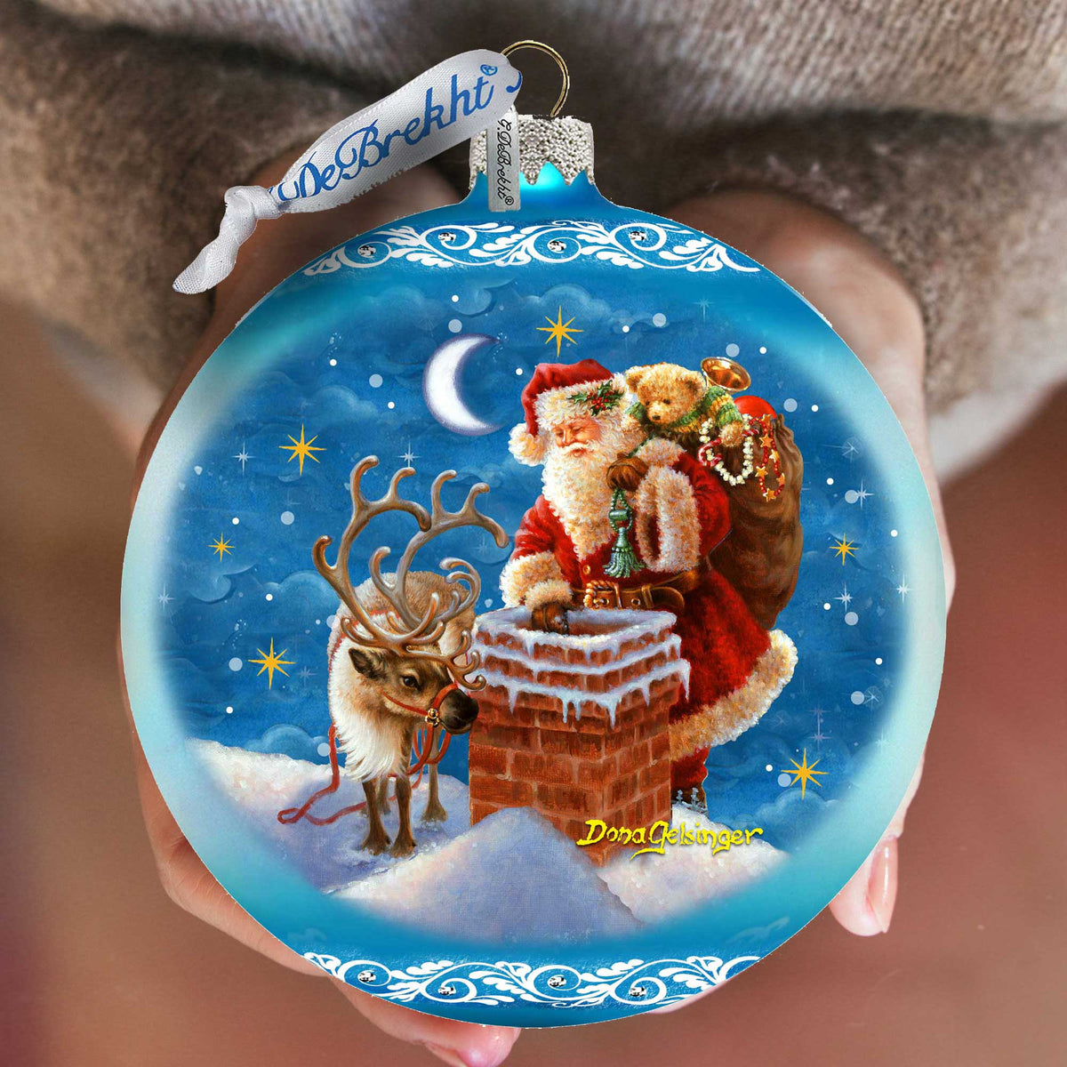 Christmas Arrival Lg Glass Ornament in Blue by Gelsinger - Christmas Decor - 73921B-DG