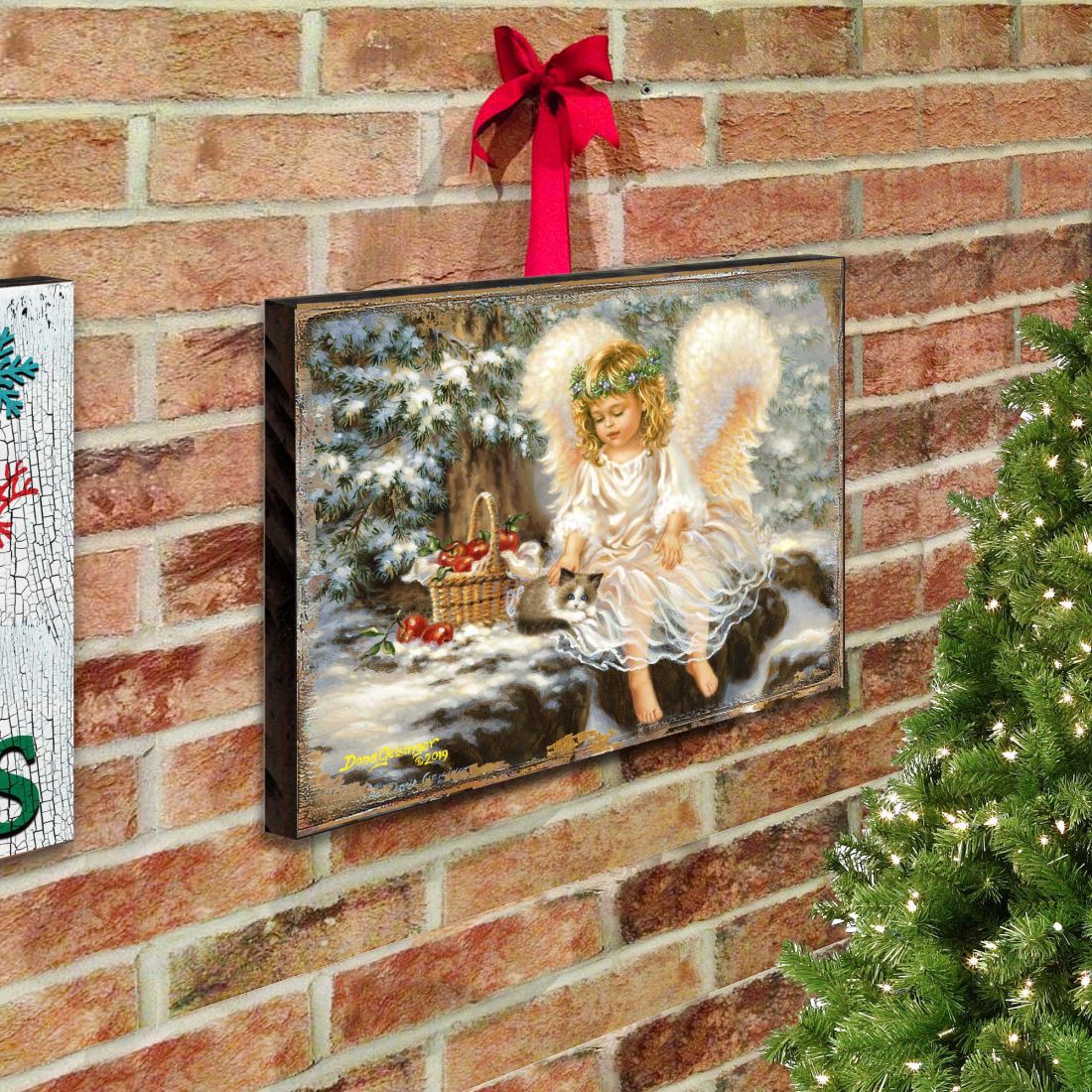 American Angel Winter Companions Wooden Wall Art by D. Gelsinger - Nativity Holiday Decor - 95657B-0718