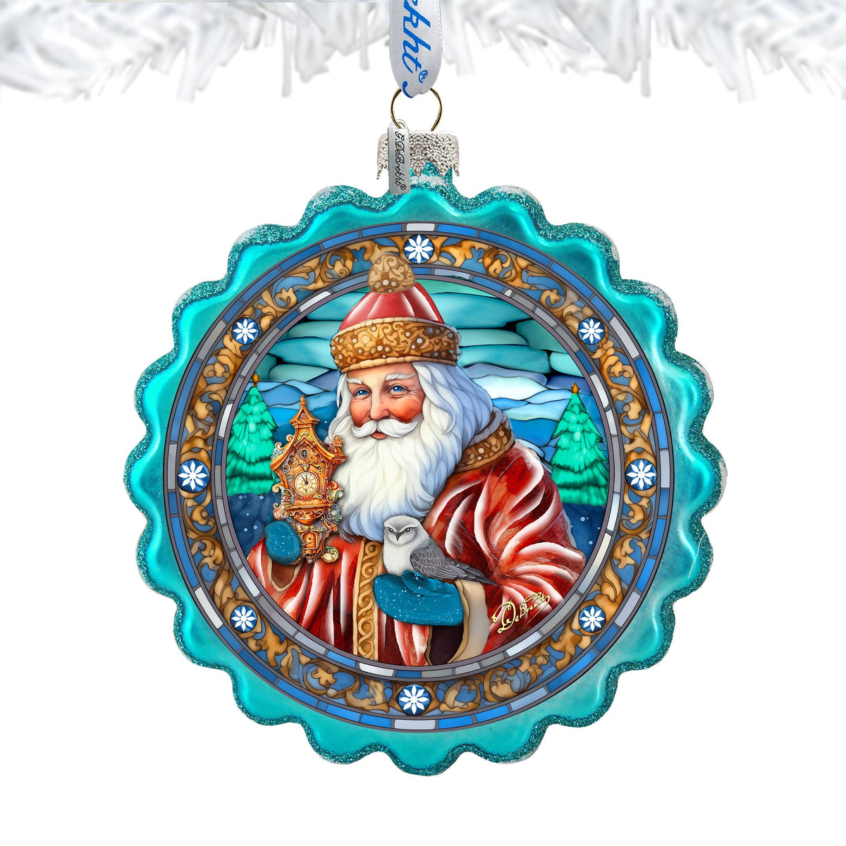 Forest Christmas Wreath Glass Ornament by G. Debrekht - Christmas Holiday Decor - 759-063