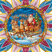 Santa on the Sleigh Star Tree Topper Wooden Decor
