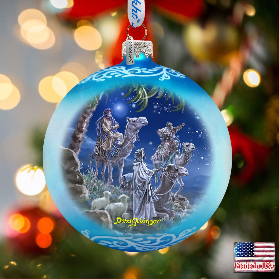 Let Us Adore Him Glass Ornament by D. Gelsinger - Nativity Holiday Decor - 71159-1839
