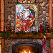 Christmas Workshop Santa Wooden Wall Art by G. DeBrekht - Christmas Santa Snowman Decor - 81215625B