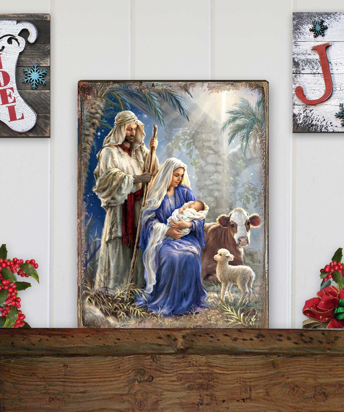 Holy Night Wooden Wall Art Christmas Decoration