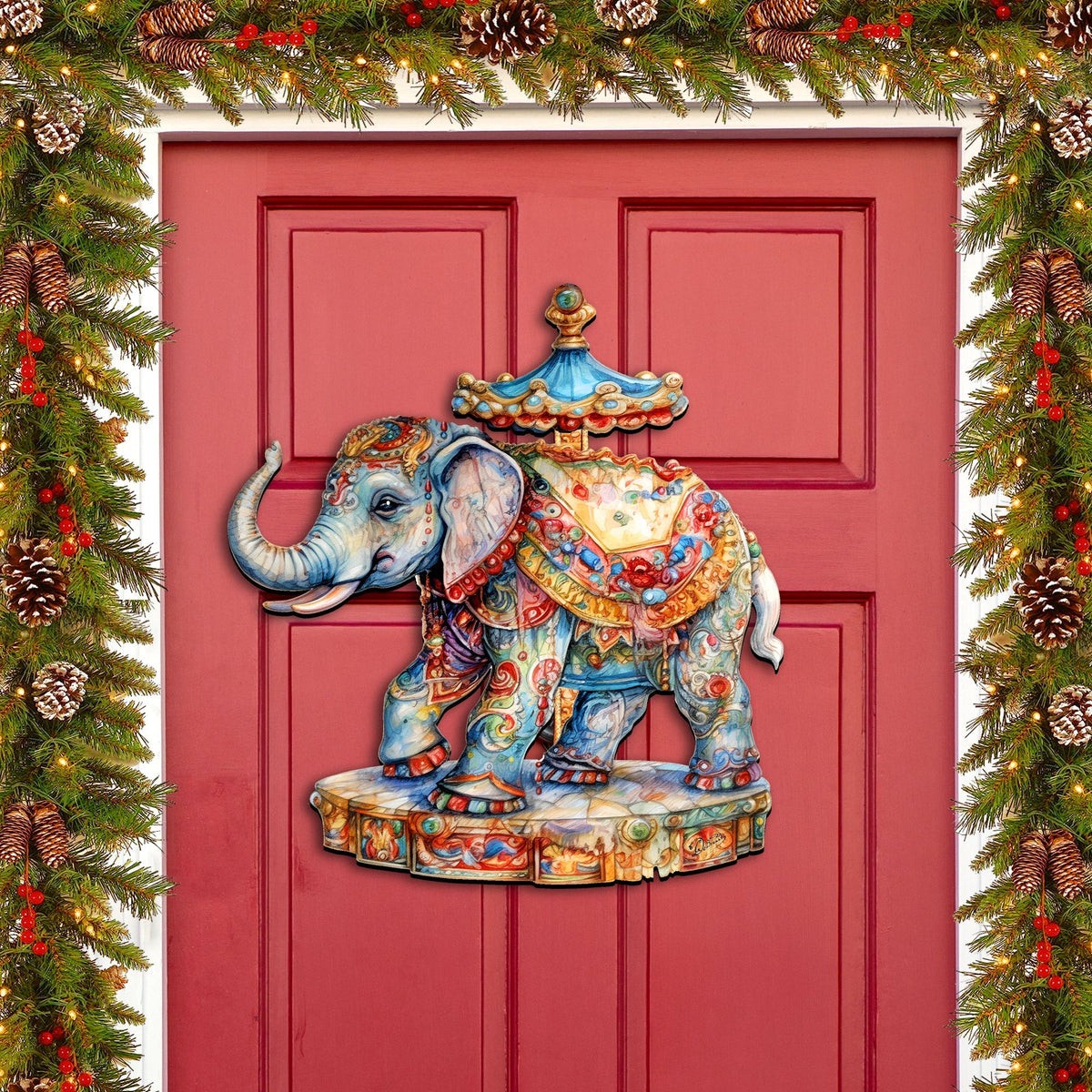 Carousel Elefant Holiday Door Decor  by G. Debrekht - Christmas Decor - 8611029H