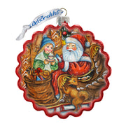 Santas Arrival Wreath Glass Ornament