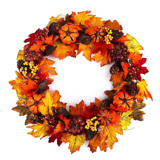 Autumn Maple Leaves Wreath - Christmas Trees USA