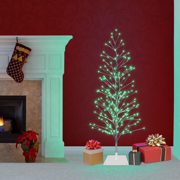 Artificial Silver Cedar Christmas Tree With 180 Green Lights - Christmas Trees USA
