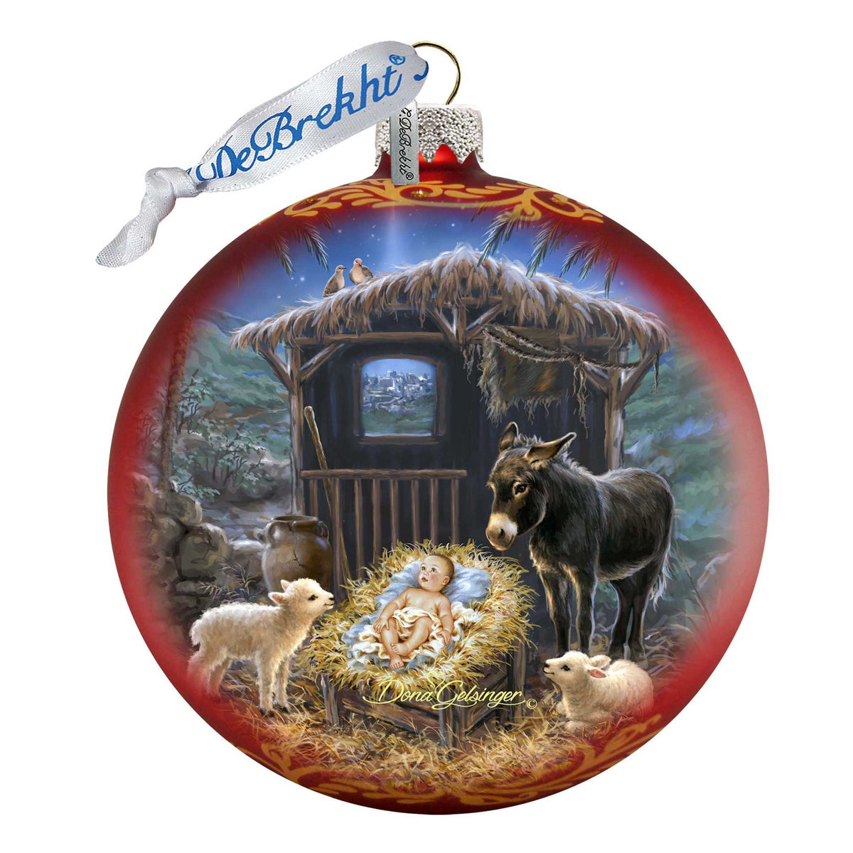 Born in A Stable Glass Ornament by D. Gelsinger - Nativity Holiday Decor - 71157-1726