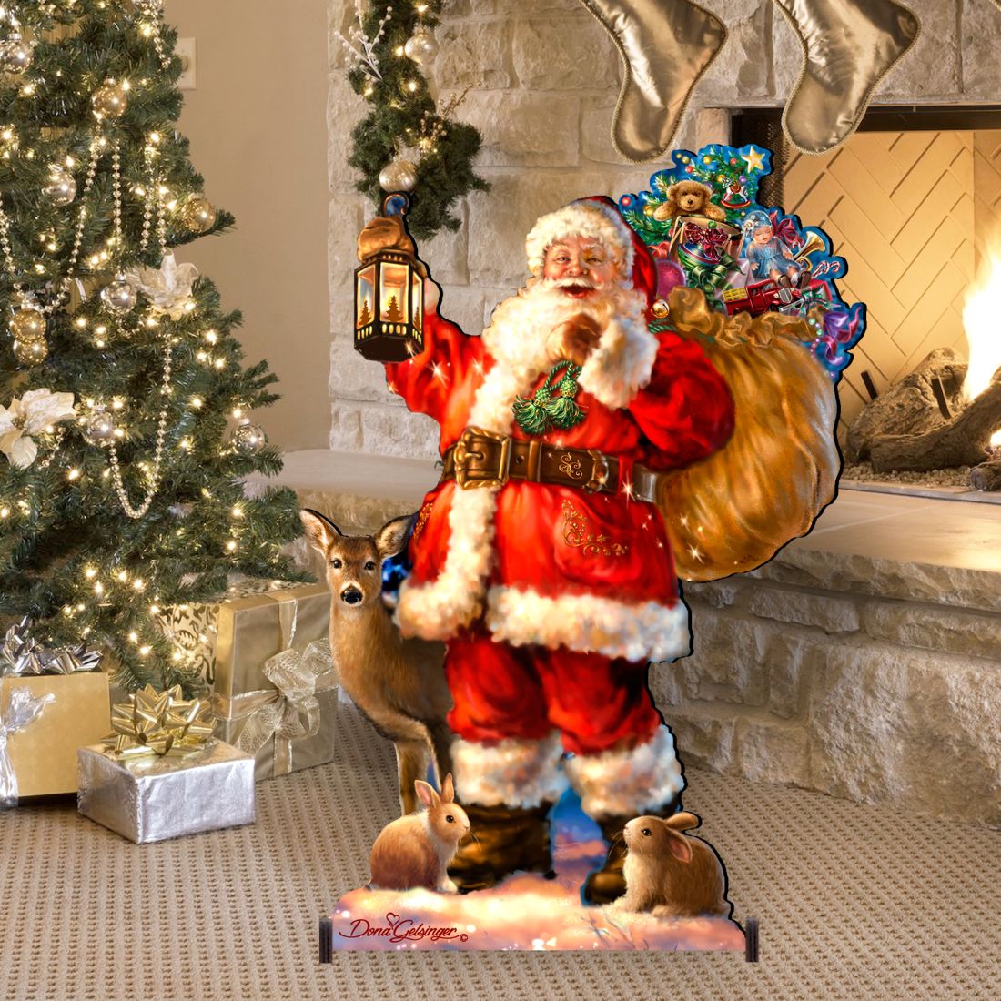 Woodland Santa Christmas Outdoor Decor by D. Gelsinger - Christmas Santa Snowman Decor - 8461028F-1105