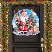 Santa with Reindeers Holiday Door Decor