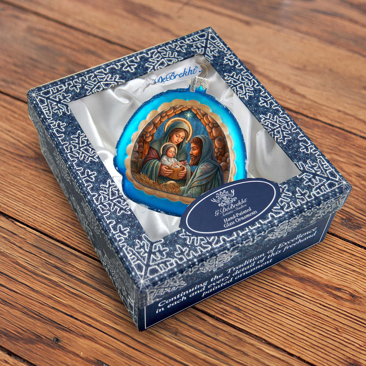 Holy Family Rainbow Glass Ornament by G. Debrekht - Nativity Holiday Decor - 756-017
