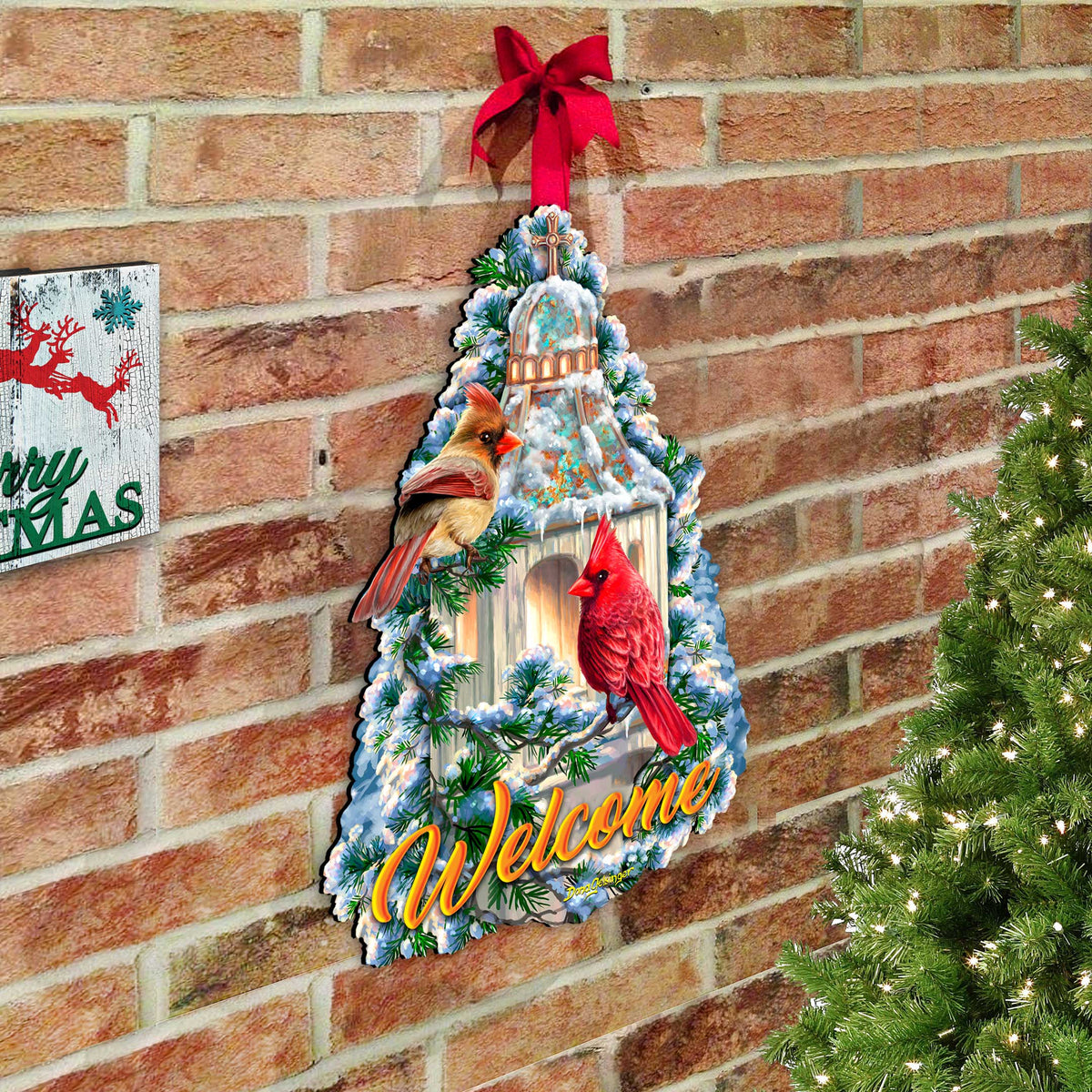 Little Cardinal Chapel Holiday Door Decor by D. Gelsinger - Christmas Decor - 8652809H-DG