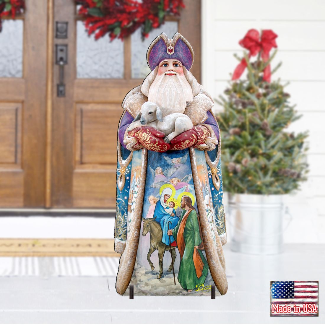 Santa and the Guardian Angels Christmas Outdoor Scene
