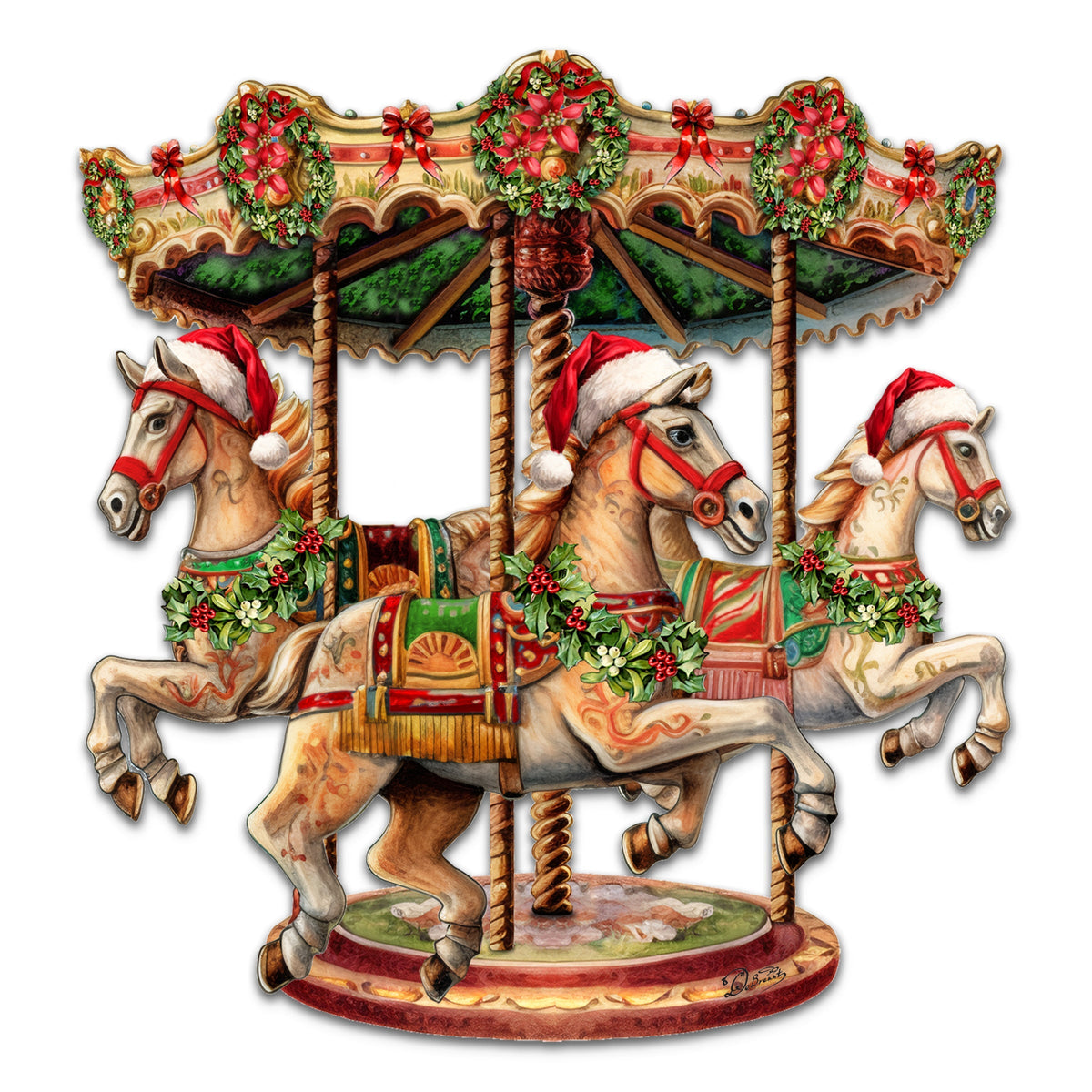 Christmas Carousel Holiday Door Decor  by G. Debrekht - Christmas Decor - 8611030H