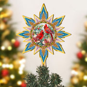 Christmas Cardinals Star Tree Topper Wooden Decor