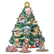 Teddy Bear Christmas Tree Eco Wood Set