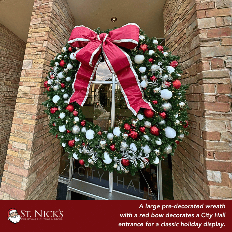 Pre-Decorated Christmas Wreath with Warm White Lights Red/White/Silver