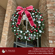 Pre-Decorated Christmas Wreath with Warm White Lights Red/White/Silver