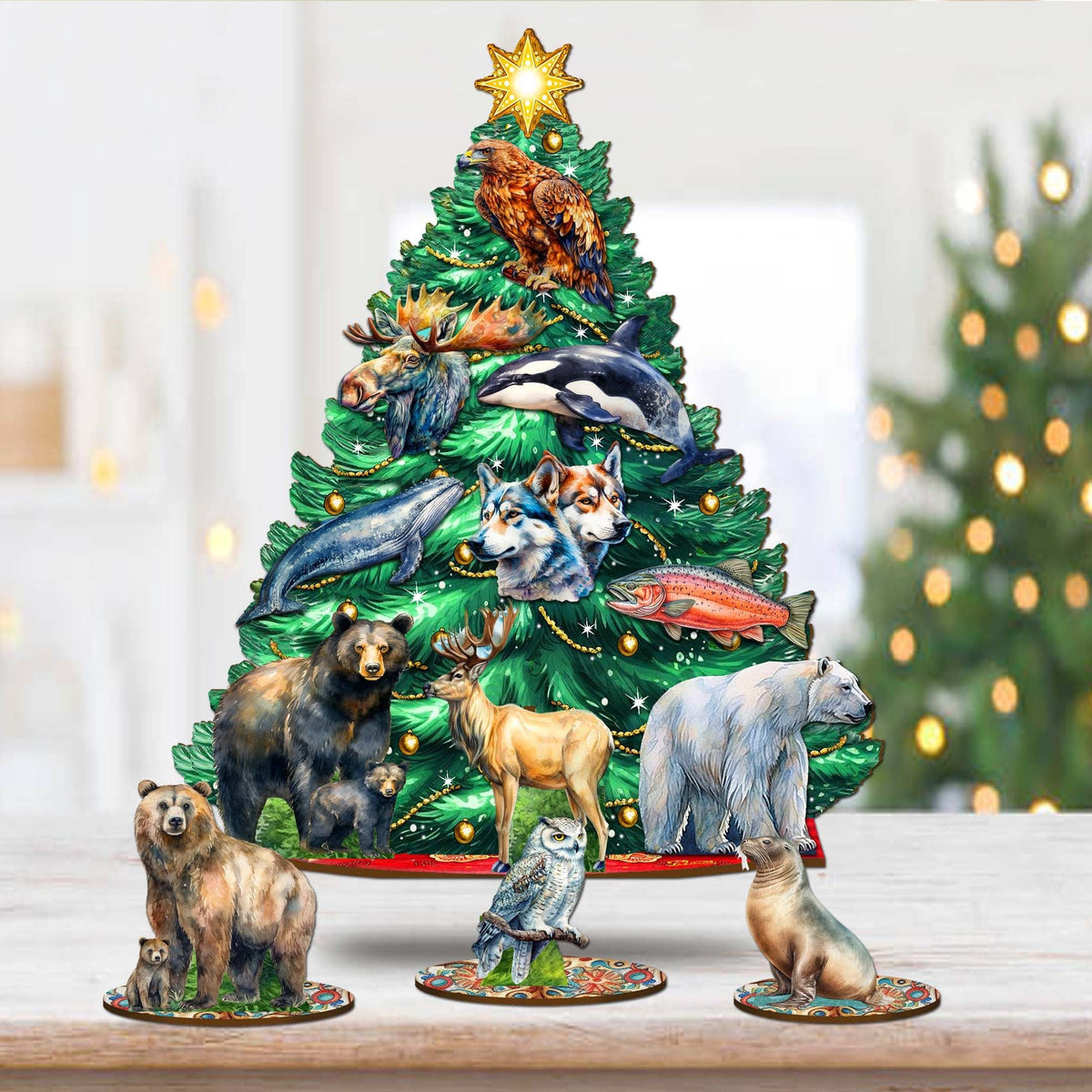 Wildlife of Alaska Advent Calendar Christmas Tree Eco Wood Set by G.DeBrekht Christmas Decor - 8091523