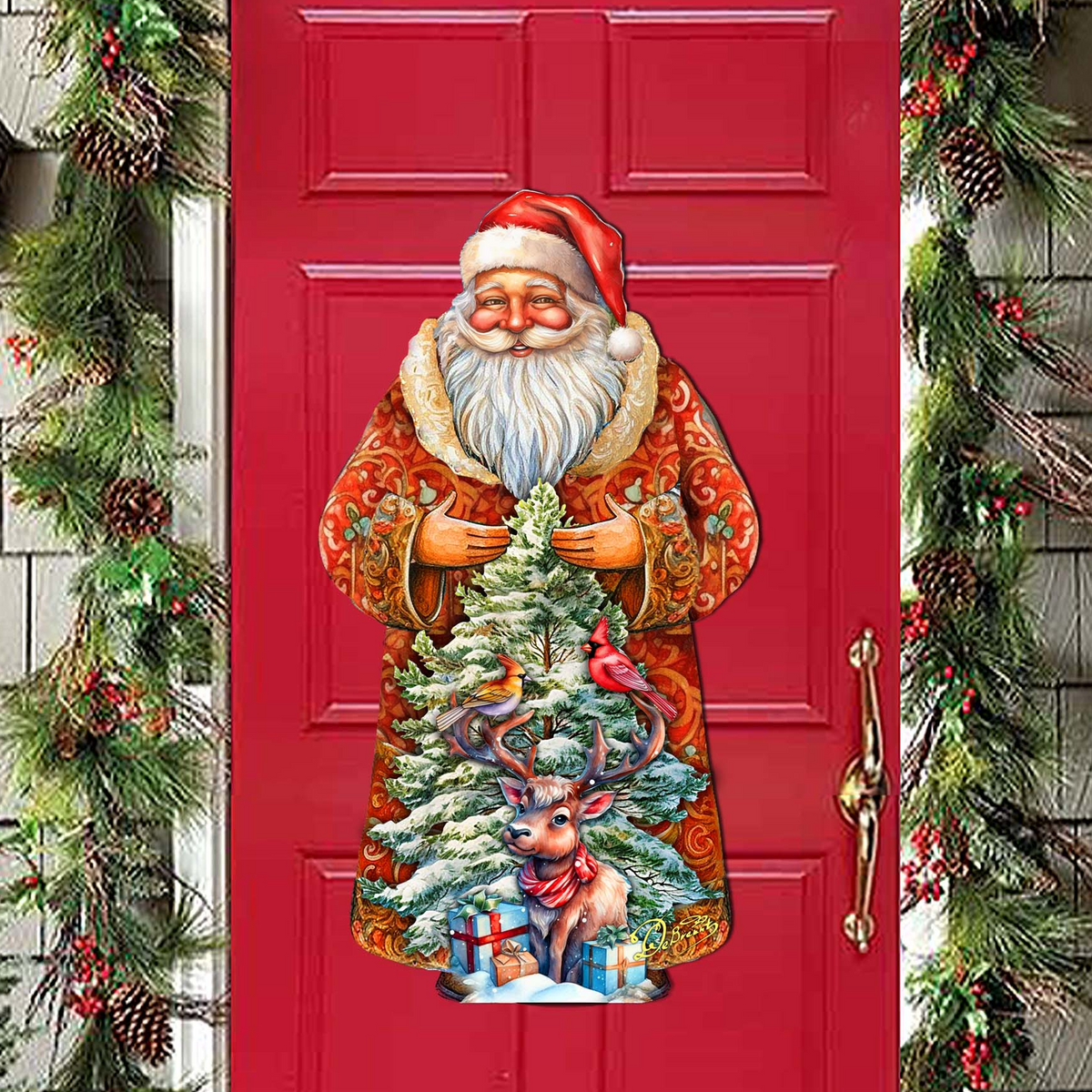 Santa with Forest Friends Holiday Door Decor