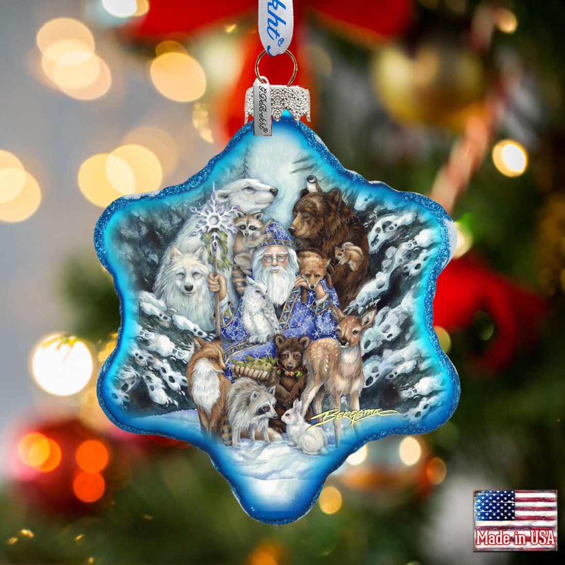 Gather in Peace Father Winter Glass Ornament