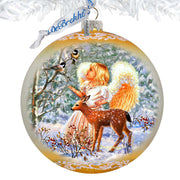 Guardian Angel Fawn Large Glass Ornament