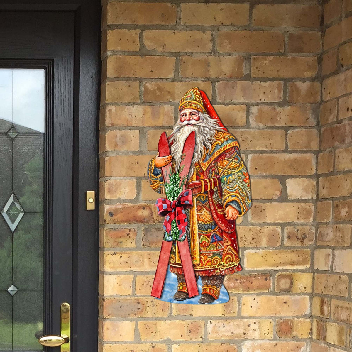 Santa's Skiing Adventure Holiday Door Decor