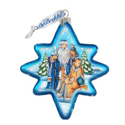 Father Frost and Snow Maiden North Star Glass Ornament by G. DeBrekht - Christmas Santa Snowman Decor - 755-015