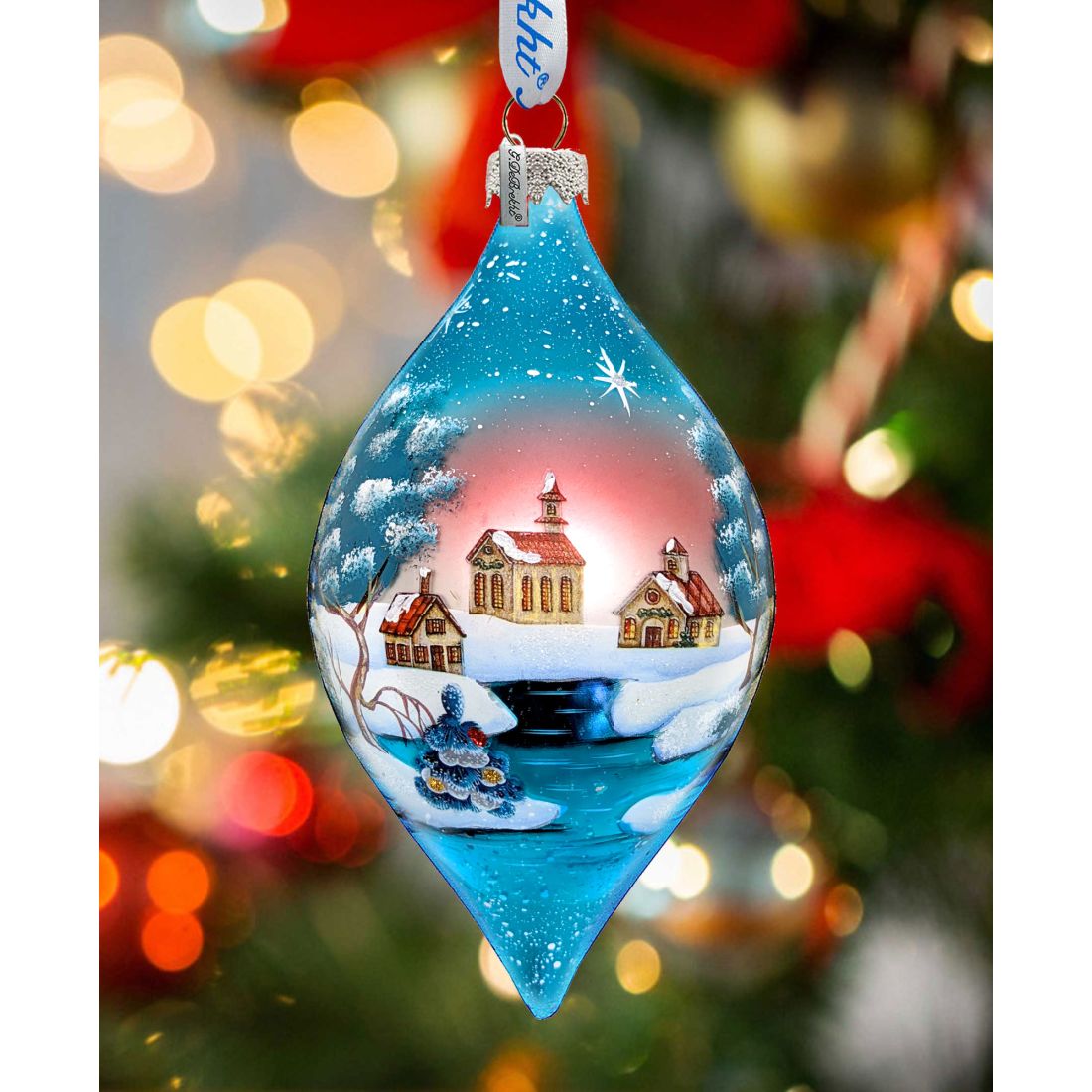 Winter Village Glass Ornament Set of 3