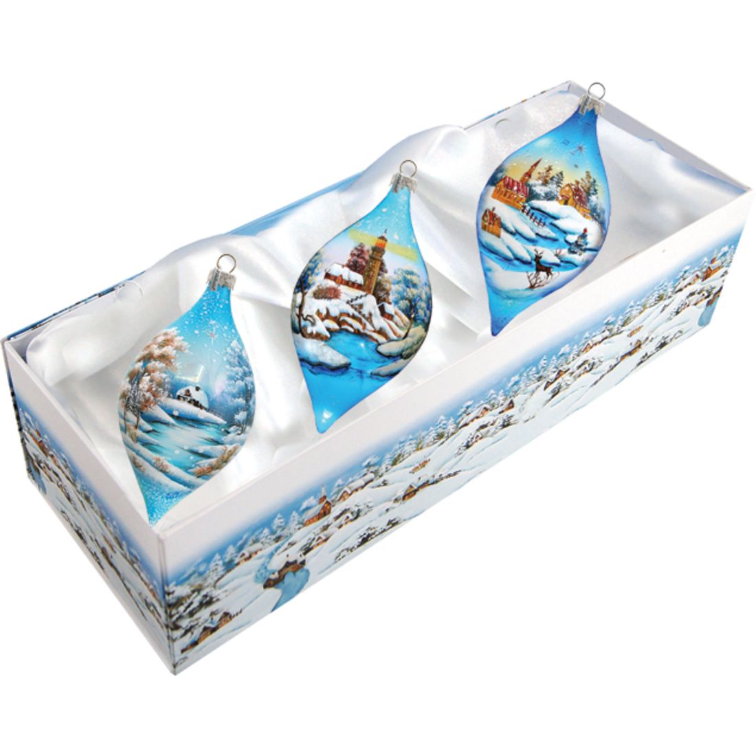 Classical Drops Glass Ornament Set of 3