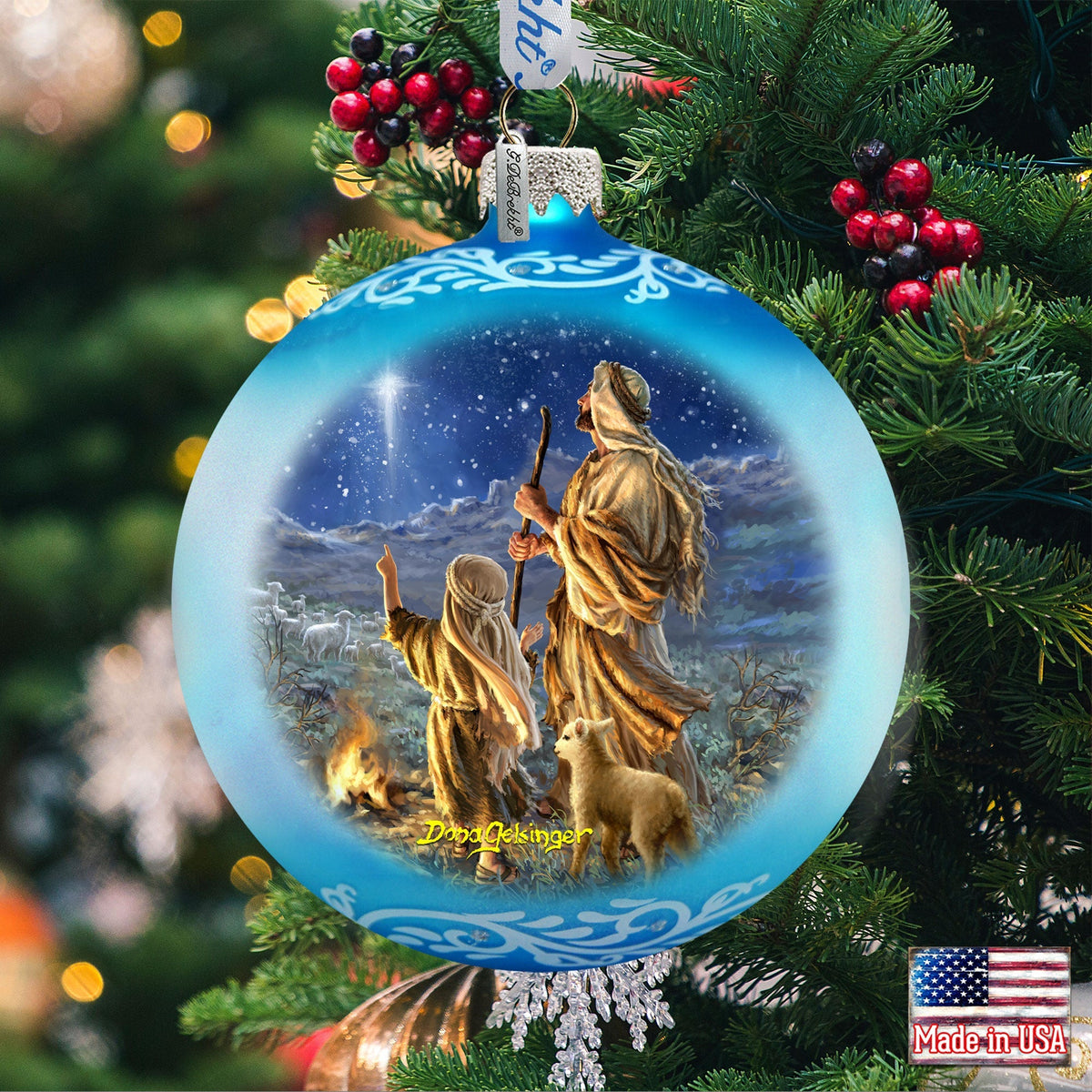 Shepherds Keeping Watch Glass Ornament by D. Gelsinger - Nativity Holiday Decor - 71158-1838