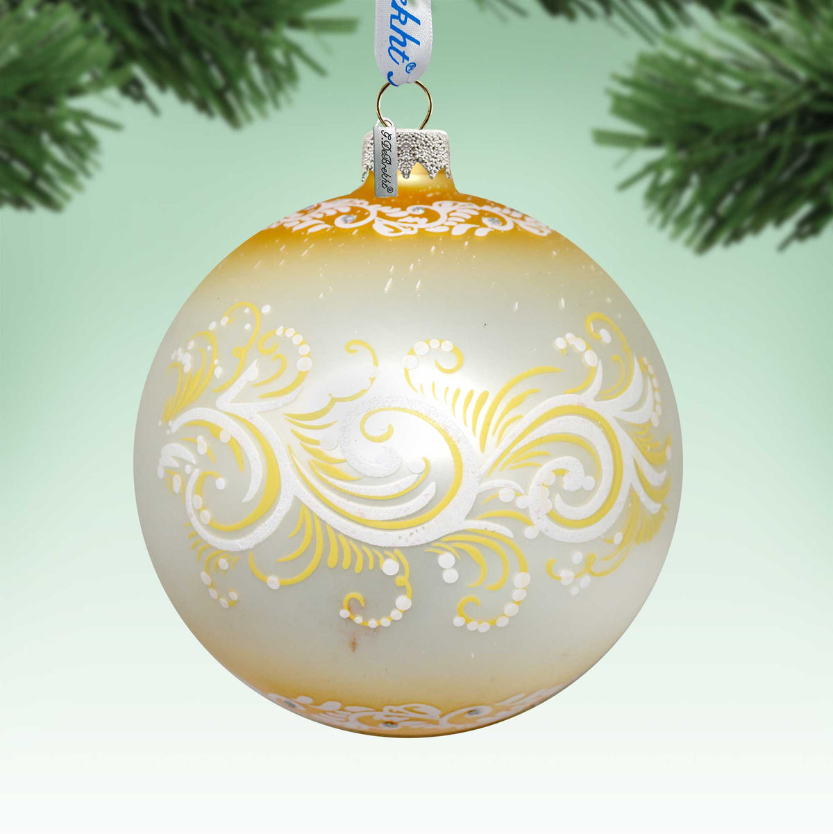 Regal Nativity Lg Glass Ornament in Gold by G.Debrekht - Christmas Decor - 73928G