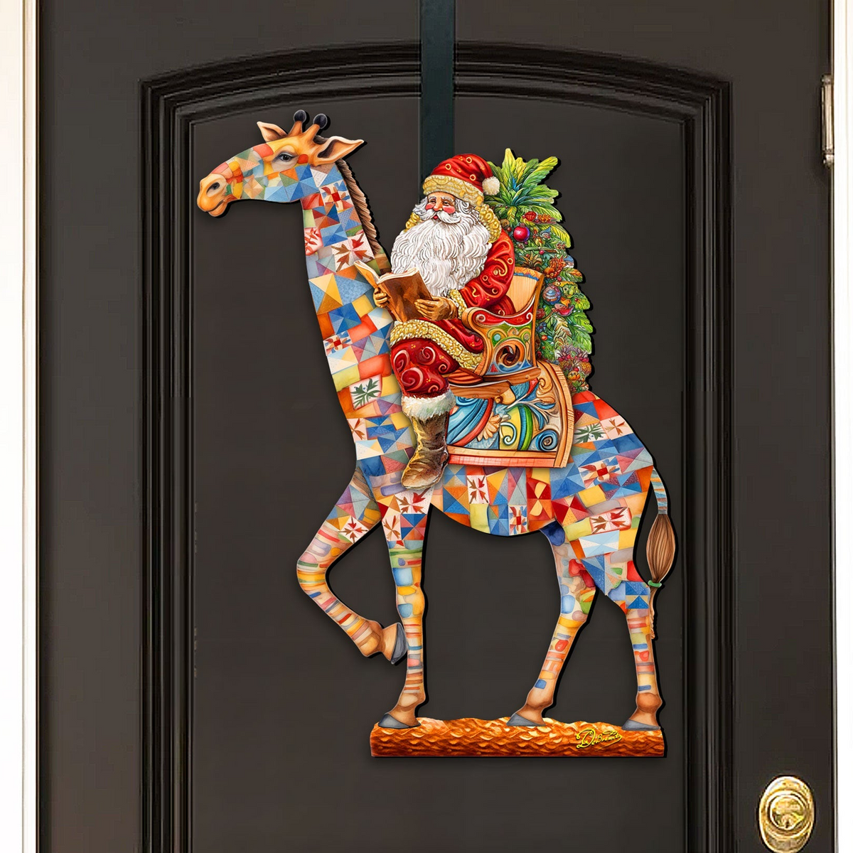 Santa's Giraffe Adventure Holiday Door Decor by G. Debrekht - Santa Snowman Decor - 8652803H