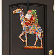 Santa's Giraffe Adventure Holiday Door Decor by G. Debrekht - Santa Snowman Decor - 8652803H