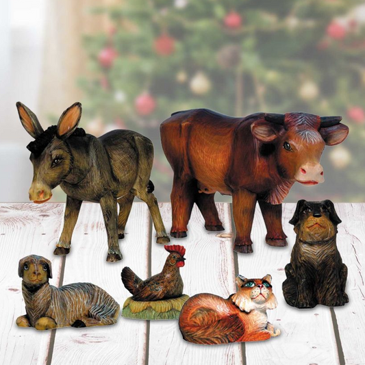 Nativity Animals Handcrafted Christmas Figurine Set of 6